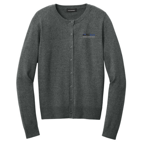 Embroidered  - Women's Easy Care Crewneck Cardigan Sweater Thumbnail